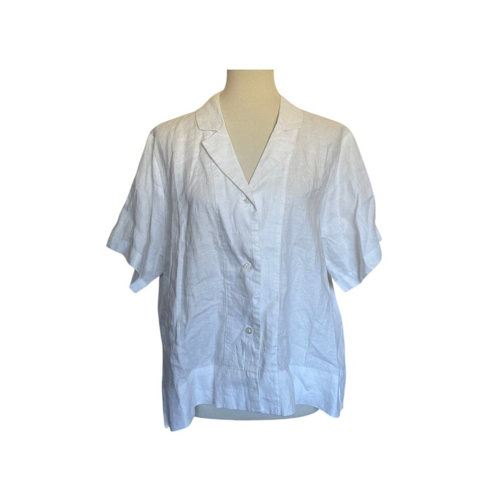 Quince Linen Short Sleeve Shirt - White - Size Extra Large